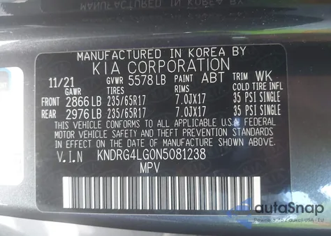 2022 Kia Sorento Hybrid S from USA, damaged, VIN KNDRG4LG0N5081238